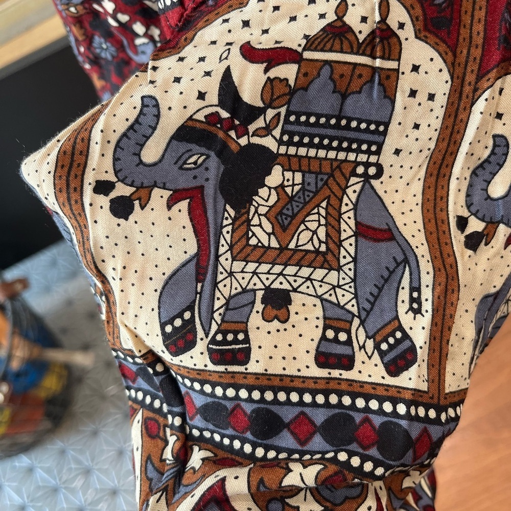 Hand crafted vintage novelty elephant hippie boho wrap skirt - Picture 7 of 8